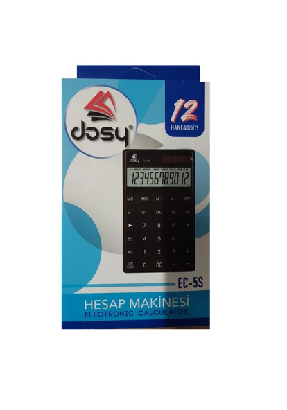 Dosy Hesap Makinesi 12 Hane Siyah Orta Boy Ec-5 ürün görseli 1