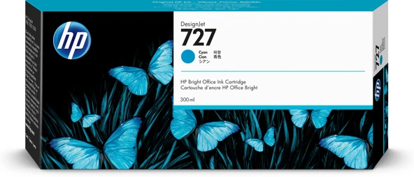 727 Cyan Mavi 300Ml Plotter Kartuşu F9J76A ürün görseli 1