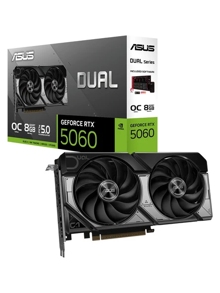 Asus Dual-Rtx5060-O8G-Nvidia-Geforce-Rtx 5060-8Gb Gddr7-128Bit--Oc-Hdmi-3Xdp-Dlss3 Ekran Kartı ürün görseli 1