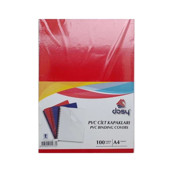 Dosy Cilt Kapağı Plastik Opak A4 100 Lü Kırmızı (100 Lü Paket) ürün görseli 1