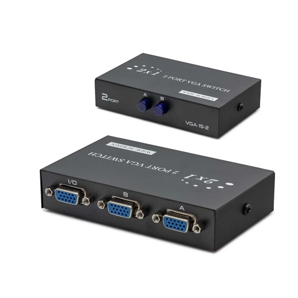 Hadron Hdx1280 2 Port Vga Switch 54Mhz 2Giriş 1Çıkış Butonlu Geçiş ürün görseli 1