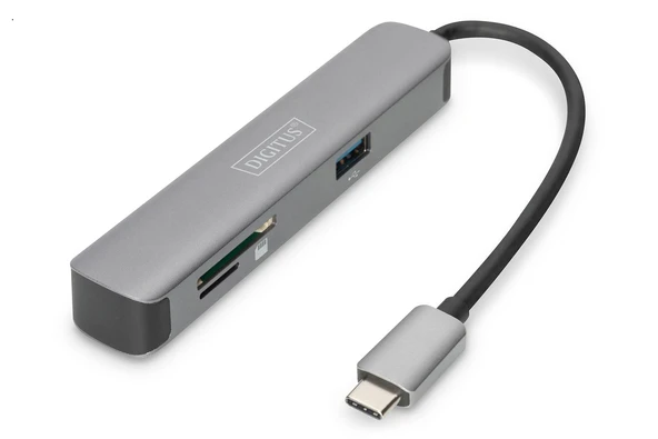 Digitus DA-70891 USB Tip C 5Port (USB-C™ Dock, 5 Port)x USB 3.0 port 2 x Kart okuyucu (SD-Mic ürün görseli 1
