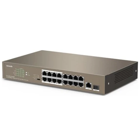 16 Port Poe+ 10-100 Switch Hub Çelik Kasa Rack Mount Tef1118P-16-150W ürün görseli 1