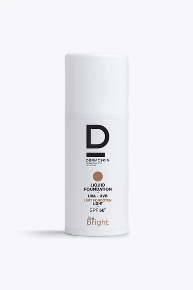DERMOSKİN Be Bright Likit Fondöten Light SPF50+ | UVA&UVB Güneş Koruyucu | Yüksek Kapatıcı Fondöten | 33 ml ürün görseli 1