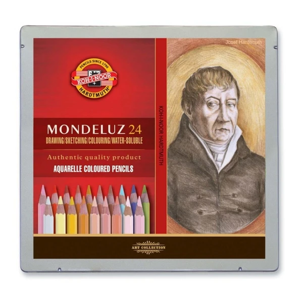 Koh-İ Noor Mondeluz Sanatsal Aquarell Boya Kalemi 24 Renk Portre Tonları Metal Kutu 3724-024012PL ürün görseli 1