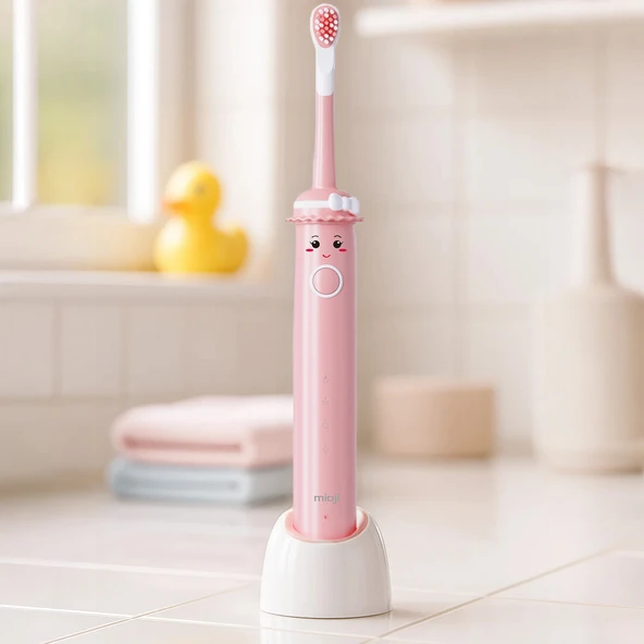 Mioji Oral B2 Kids Care Şarj Edilebilir Diş Fırçası Pembe + 4 Adet Fırça Başlık ürün görseli 1
