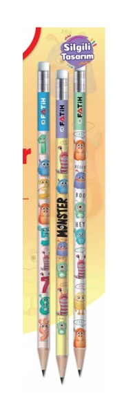 Fatih Kurşun Kalem Monster Silgili 17860 (144 Lü Paket) ürün görseli 1