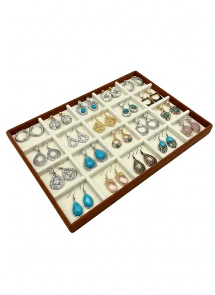 Üsküp Model Süet Kumaş İki Renk 24/34 cm 20 Bölmeli Takı Tablası ürün görseli 1