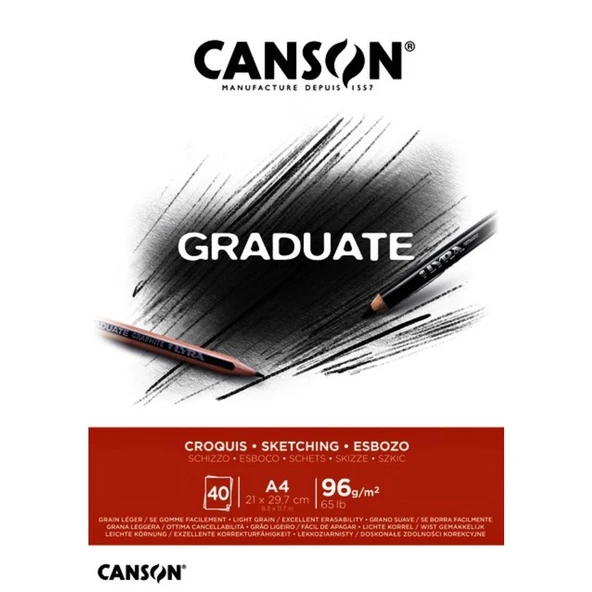 Canson A4 Eskiz Bloğu (Eskiz Çizim Defteri) Graduate Croquis 40 Yaprak 96 Gram 400110362 ürün görseli 1