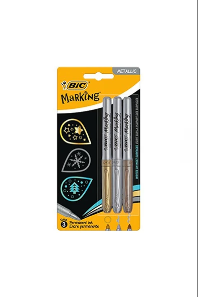 Bic İntensity Marking Color Permanent Markör Kalem Seti 3 Metalik Renk 944033 ürün görseli 1