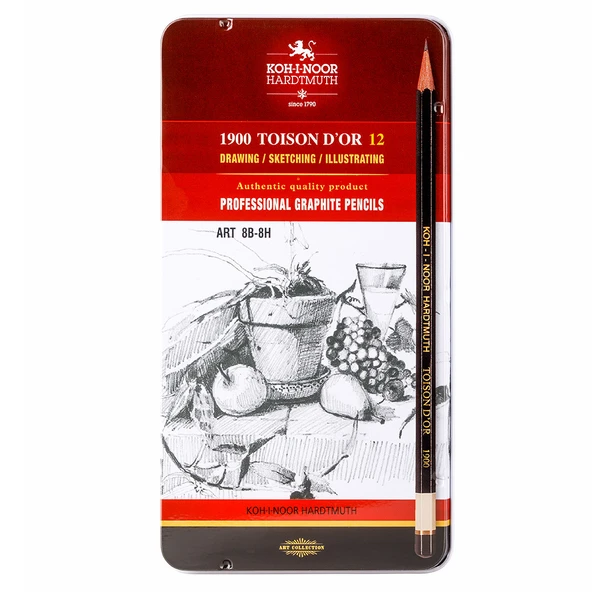 Koh-İ Noor Sanatsal Profesyonel Dereceli Kalem Seti Naturel 8B-8H Metal Kutu Of Gaphite Pencils 1902 12 ürün görseli 1