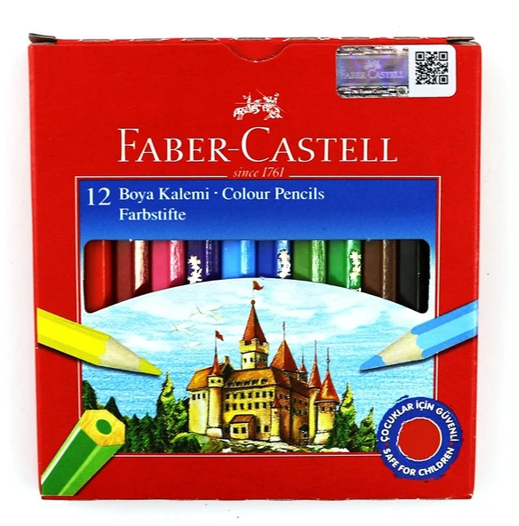 Faber-Castell Karton Kutu Kuruboya Kalemi 12 Renk Yarım Boy ürün görseli 1