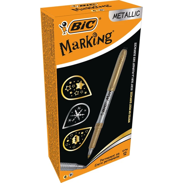 Bic Permanent Markör Kalem İntensity Altın Gümüş 950466 (12 Li Paket) ürün görseli 1