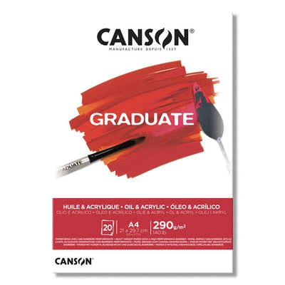 Canson A4 Çizim Bloğu (Çizim Defteri) Graduate Yağlı Boya Ve Akrilik 20 Yaprak 290 Gram 400110380 ürün görseli 1
