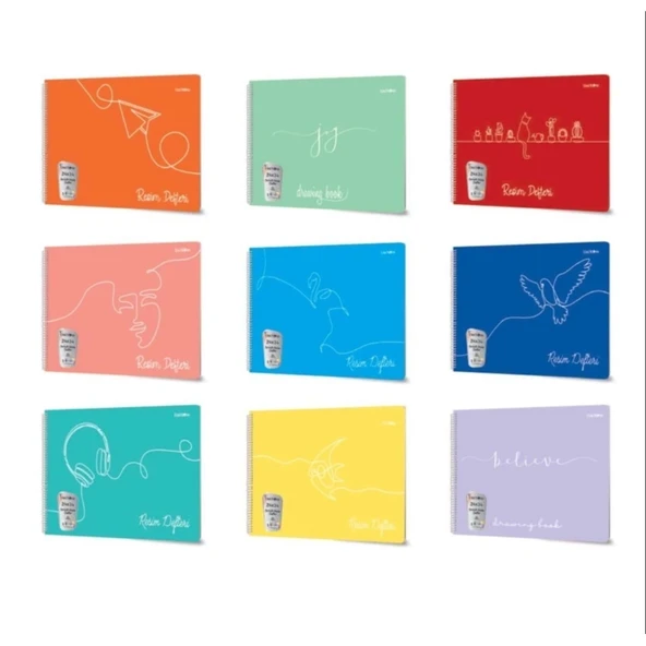 Çınar Spiralli Resim Defteri Pp Kapak 17x24Cm 25 Yaprak (12 Li Paket) ürün görseli 1