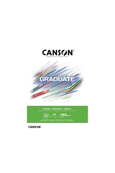 Canson A3 Çizim Bloğu (Çizim Defteri) Graduate Dessin Beyaz 30 Yaprak 160 Gram 400110366 ürün görseli 1