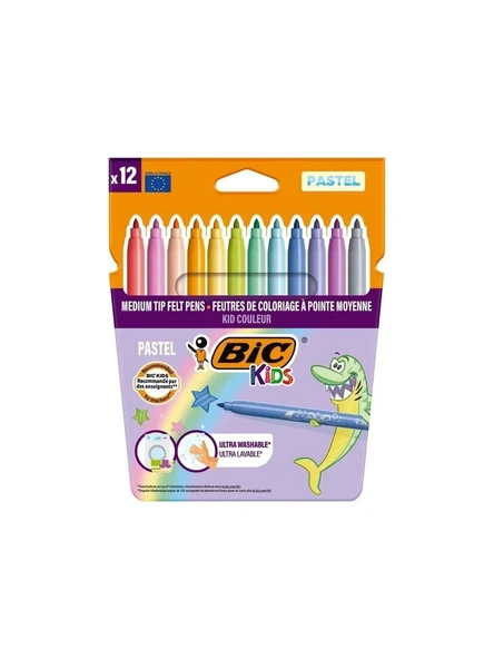 Bic Kid Couleur Keçeli Boya Kalemi Pastel 12 Renk 520084 ürün görseli 1