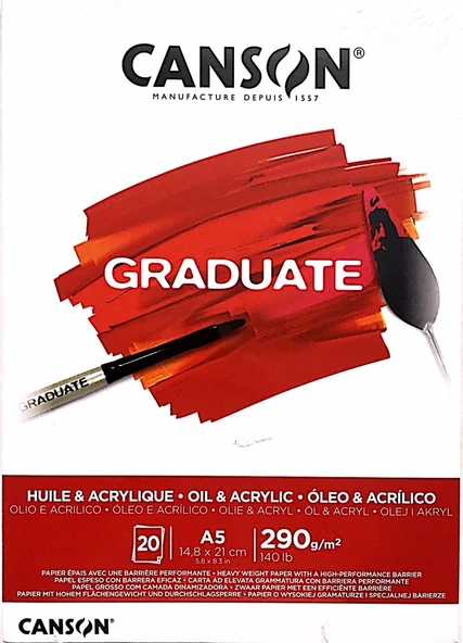 Canson A5 Çizim Bloğu (Çizim Defteri) Graduate Yağlı Boya Ve Akrilik 20 Yaprak 290 Gram 400110379 ürün görseli 1