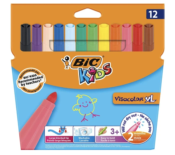 Bic Jumbo Keçeli Boya Kalemi Visacolor Xl 12 Renk 8922231 ürün görseli 1