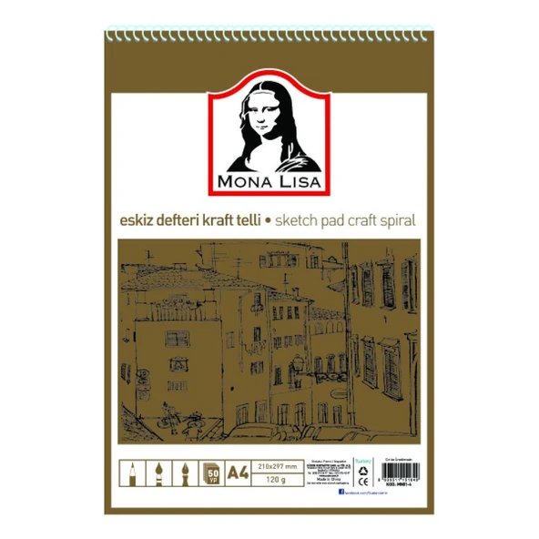 Südor Monalisa A4 Eskiz Defteri Telli Kraft 120 Gram 50 Yaprak Mn01-4 ürün görseli 1