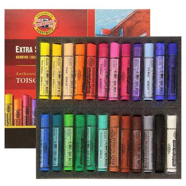 Koh-İ Noor Toison D'or Sanatsal Extra Soft Yuvarlak Pastel Boya Kalın 24 Renk Extra Soft Dry Chalks 8554 24 ürün görseli 1