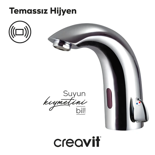 Creavit Krom Fotoselli Lavabo Bataryası Çift Su Girişli AC/DC ES2210 ürün görseli 1