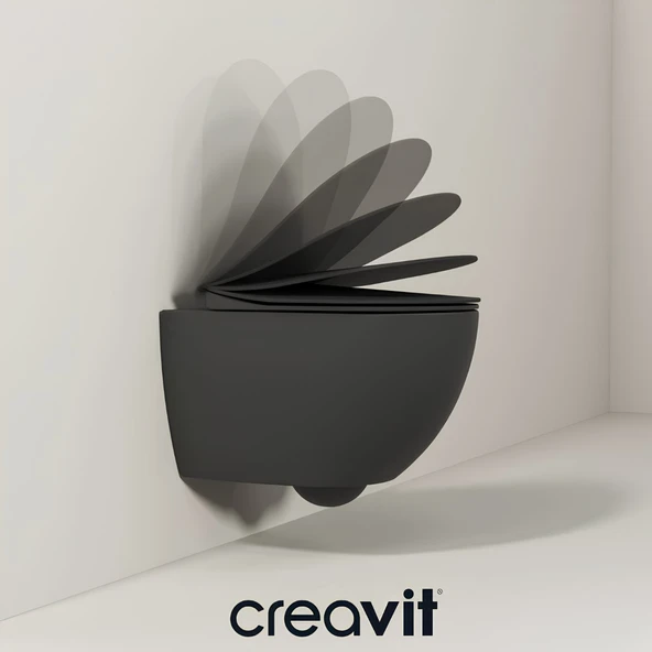 Creavit Free Kanalsız Mat Antrasit Asma Klozet FE322, Creavit Free Duck Duroplast Yavaş Kapak ürün görseli 1