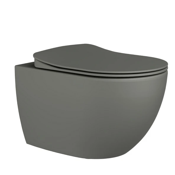 Creavit Free Kanalsız Cool Grey Asma Klozet FE322, Creavit Free Duck Duroplast Yavaş Kapak ürün görseli 1