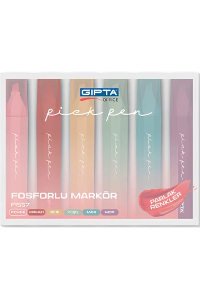 Gıpta Fosforlu Markör Kalem - Pickpen 6 Renk Set F1557 ürün görseli 1