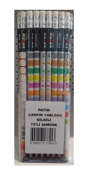 Fatih Kurşun Kalem Çarpım Tablosu Silgili 17840 (72 Li Paket) ürün görseli 1