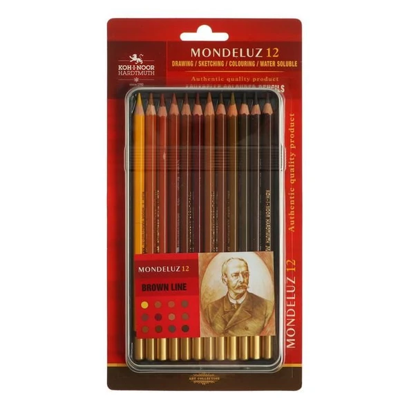 Koh-İ Noor Polycolor Sanatsal Kuru Boya Kalemi Metal Kutu Kahverengi Tonlar Of Artist´S Coloured Pencils Brown Lin 3822-012014BL ürün görseli 1