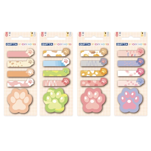 Gıpta Sticky Notes 20 Yaprak Yapışkanlı Not Kağıdı Pati Desenli K0114 (48 Li Stand) ürün görseli 1