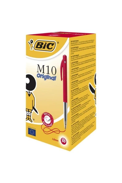 Bic Tükenmez Kalem M10 Basmalı Kırmızı 1199190123 (50 Li Paket) ürün görseli 1