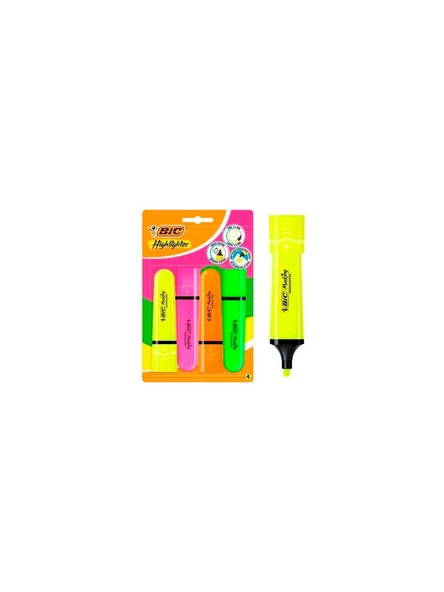 Bic Fosforlu Kalem Flat 4 Renk Blister ürün görseli 1