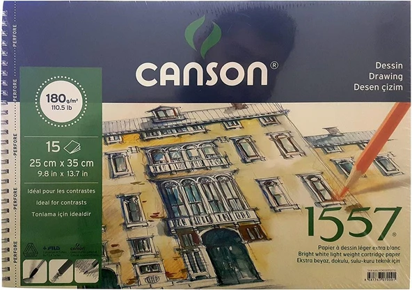 Canson 1557 Resim Ve Çizim Blok 180 Gr 25X35Cm 15 Yaprak Spiralli Resim Defteri Fcns180152535 ürün görseli 1