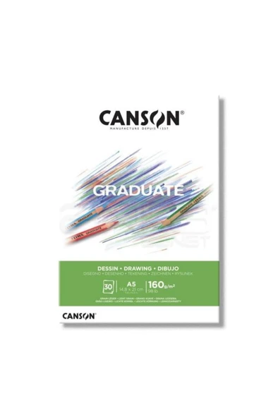 Canson A5 Çizim Bloğu (Çizim Defteri) Graduate Dessin Beyaz 30 Yaprak 160 Gram 400110364 ürün görseli 1