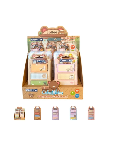 Gıpta Sticky Notes 20 Yaprak Yapışkanlı Not Kağıdı Cafe Notes K0134 (48 Li Stand) ürün görseli 1
