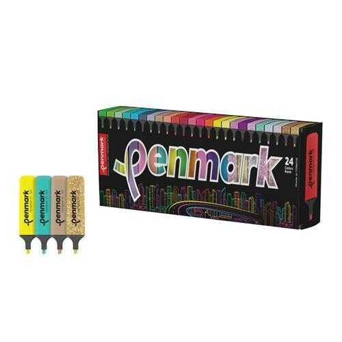 Penmark Fosforlu Kalem (İşaret Kalemi) Süperkutu 6Neon+6Pastel+6Tropik+6Sim (24 Lü Paket) hs-505-24s ürün görseli 1