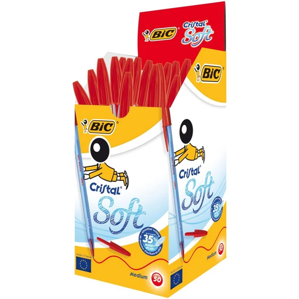 Bic Tükenmez Kalem Cristal Soft 1.2 Mm Kırmızı (50 Li Kutu) 918520 ürün görseli 1
