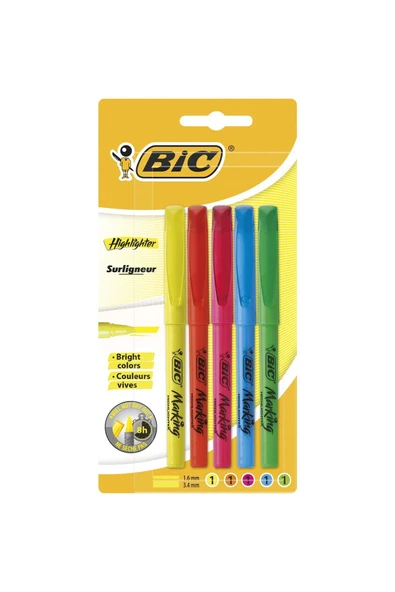 Bic Fosforlu Kalem (İşaret Kalemi) 5 Renk Blister Karışık 893133 ürün görseli 1