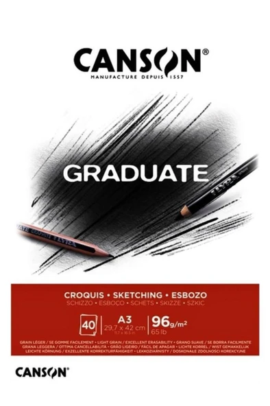 Canson A3 Eskiz Bloğu (Eskiz Çizim Defteri) Graduate Croquis 40 Yaprak 96 Gram 400110363 ürün görseli 1