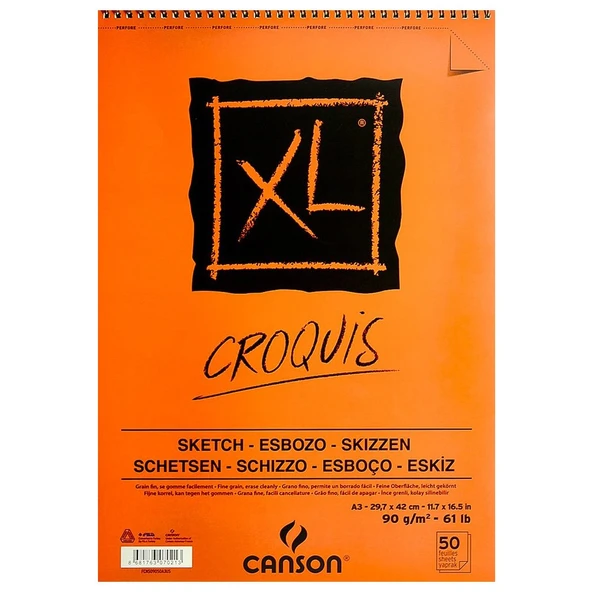 Canson Eskiz Defteri Croquıs Xl 90 Gr Üsten Spiralli A3 50 Yaprak ürün görseli 1
