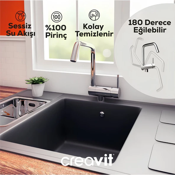 Creavit Pencere Önü Krom Eviye Bataryası MF8600 ürün görseli 1