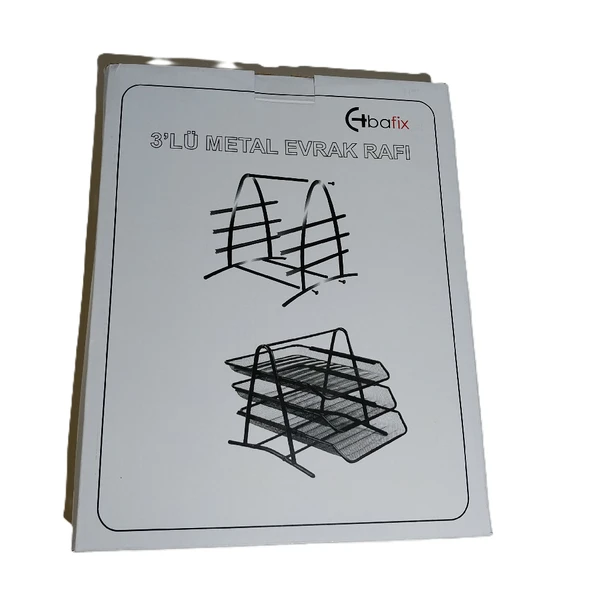 Bafix Evrak Rafı Metal Perforeli 3 Katlı Siyah Bfx-Mer9205S ürün görseli 1