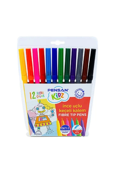 Pensan Kidz Keçeli Kalem 12 Renk İnce Uçlu 5000 ürün görseli 1