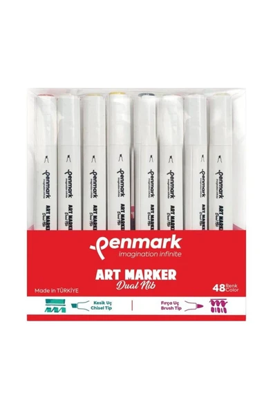 Penmark Markers Art Brush Çift Uçlu Kalem 48 Renk Set Hs-9000-48 ürün görseli 1