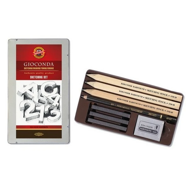 Koh-i Noor Professional Sketching Set Eskiz Kalem Seti Yassı Uçlu Çizim Seti Metal Kutu 8892 ürün görseli 1