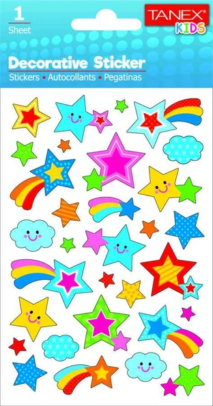 Tanex Stickers Eu Puffy Damla Etiket Kuyruklu Yıldız Serisi 5 Li Tnx-25013 (5*5 Li Paket) ürün görseli 1