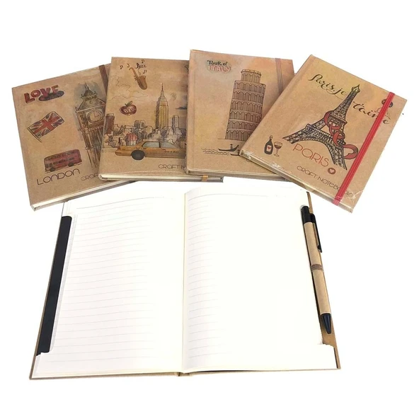 Liz Kraft Kapak Lastikli Kalemli Not Defteri 14X20Cm İvory 96 Yaprak Çizgili Kfk129Ç ürün görseli 1