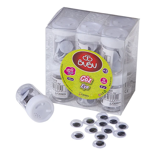 Bu-Bu Siyah Göz 15 Mm 8 Gram Pvc Kutu (12 Tüp) Bubu-Gz0004 ürün görseli 1